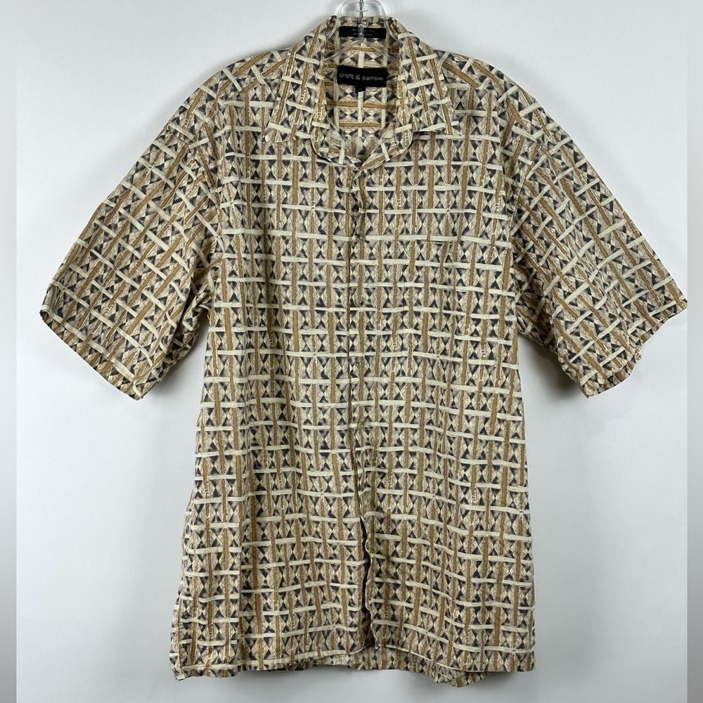 Men's Casual Mirrored Pattern Button Down Short Sleeve Shirt
